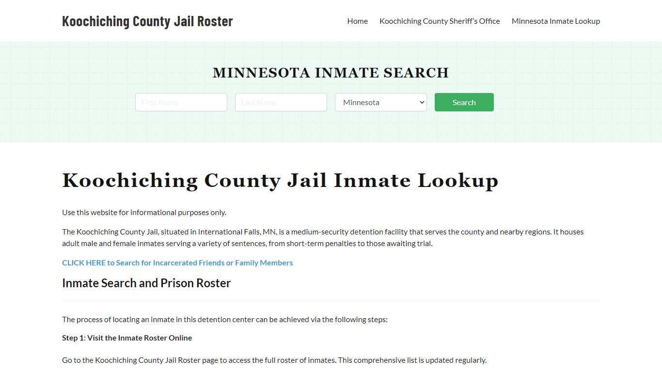 Koochiching County Jail Roster Lookup, MN, Inmate Search