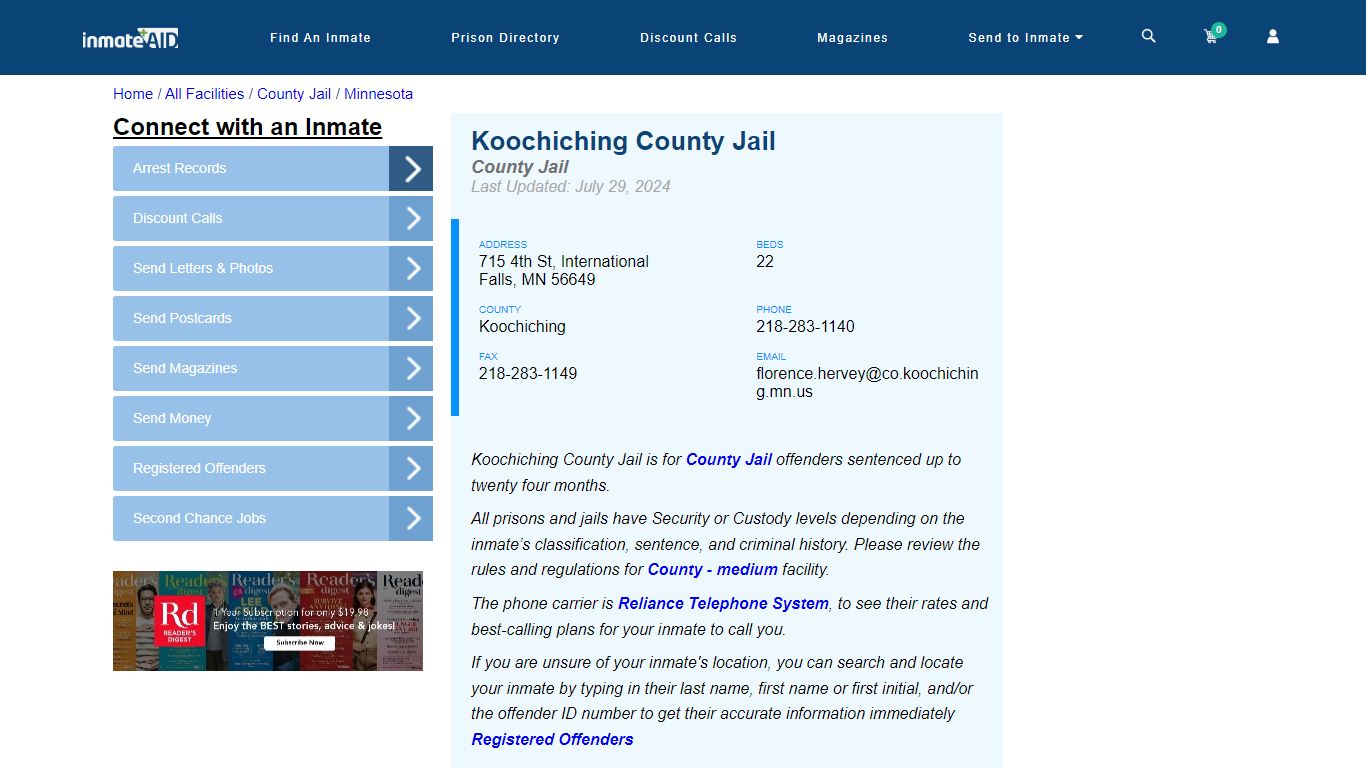 Koochiching County Jail - Inmate Locator